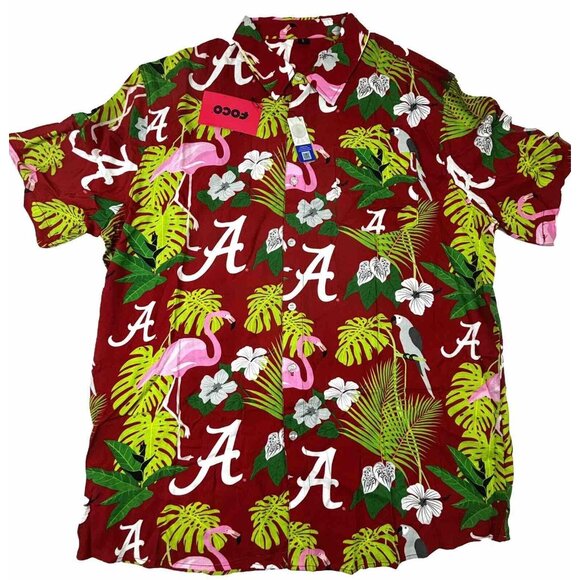 Foco Alabama Crimson Tide Highlights Button Up Shirt Hawaiian Mens LG Flamingos - Picture 8 of 8